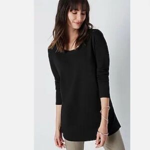 Pure Jill Women Simply Supima Long sleeve Top Tunic Shirt Sz XL Scoop Neck Black